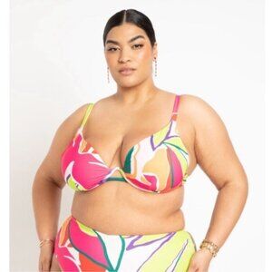 Women's Multicolor Underwire Bikini Top - Pink/Green Print